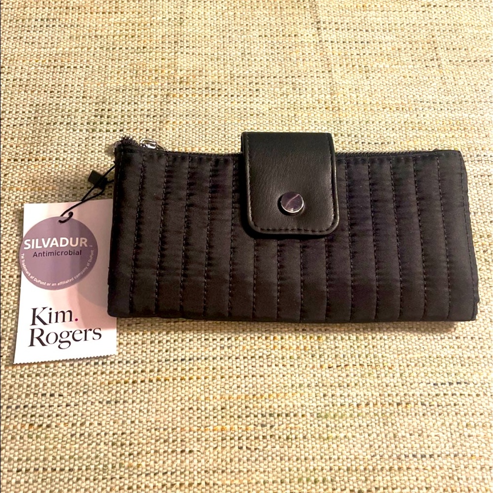 Kim Rogers Silvadur Antimicrobial Black Quilted Wallet - NWT